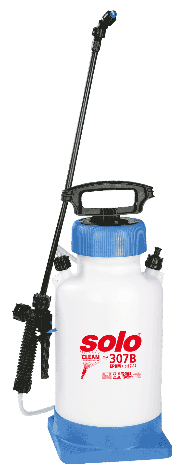 SOLO CLEANLine 307 B Drucksprüher mit Standfuß, PH-Wert 7-14, 7 L Füllmenge - Made in Germany