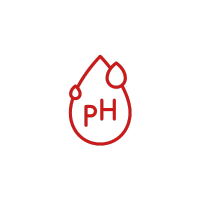 Logo, das einen roten pH-Wert in einem stilisierten Tropfen zeigt und als Symbol für Chemie oder pH-Tests dient.